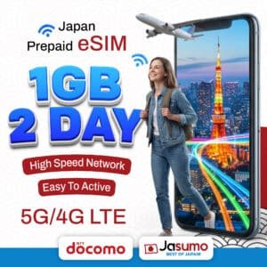 Japan eSIM 2 Day Plan – 1GB High-Speed, Unlimited Data (Docomo)