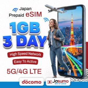 Japan eSIM 3 Day Plan – 1GB High-Speed, Unlimited Data (Docomo)