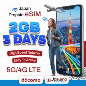 Japan eSIM 3 Day Plan – 2GB Per Day High-Speed, Unlimited Data (Docomo)