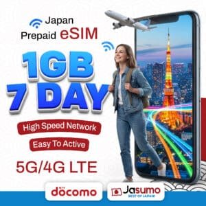 Japan eSIM 7 Day Plan – 1GB Per Day High-Speed, Unlimited Data (Docomo)